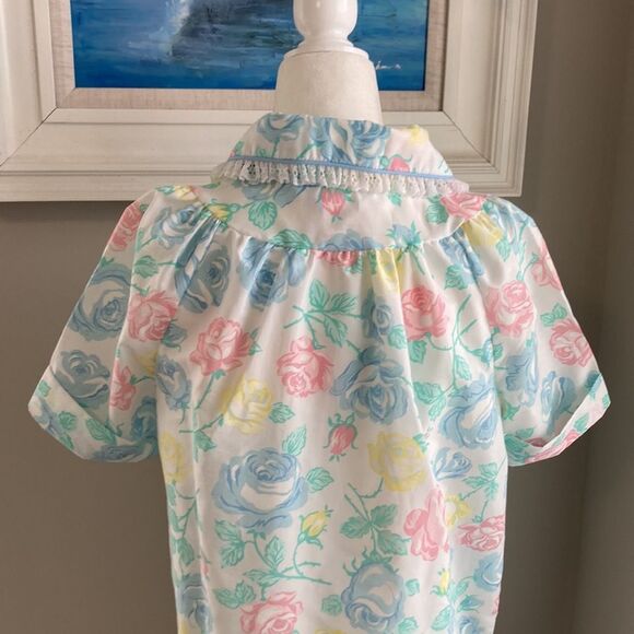 Vintage Leisure Life 70s Floral Button Lace Shortsleeve House Dress Small - Picture 9 of 16